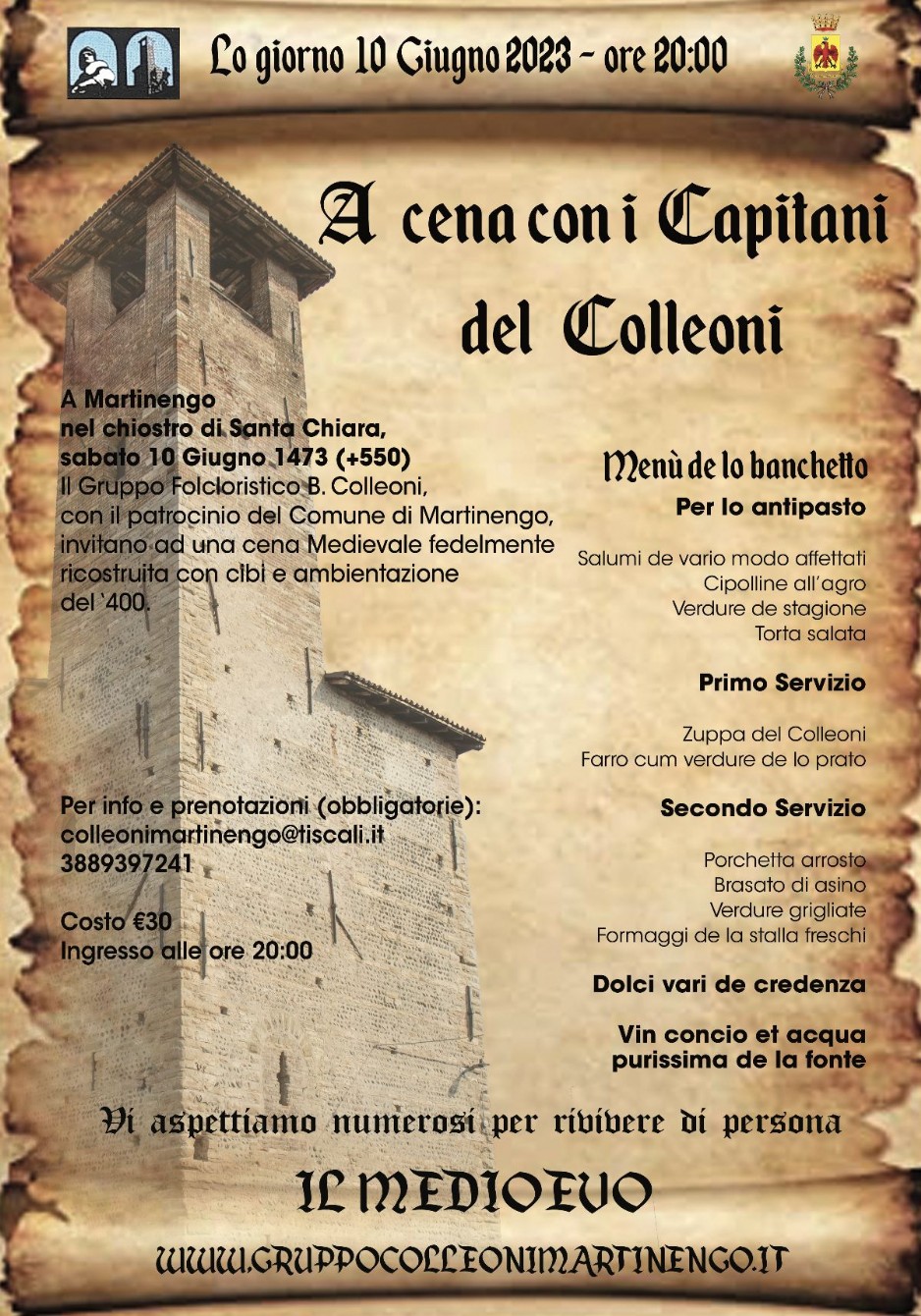 Locandina cena medievale 2023